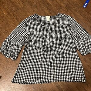 Chico's Black and White Checkered Blouse